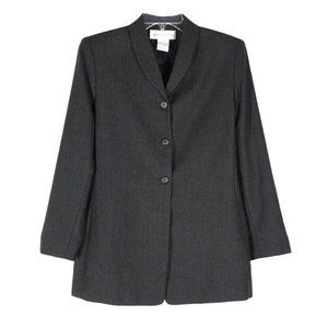 VIntage Jones New York Blazer Coat Gray Wool Womens Size 12 Vtg 90s
